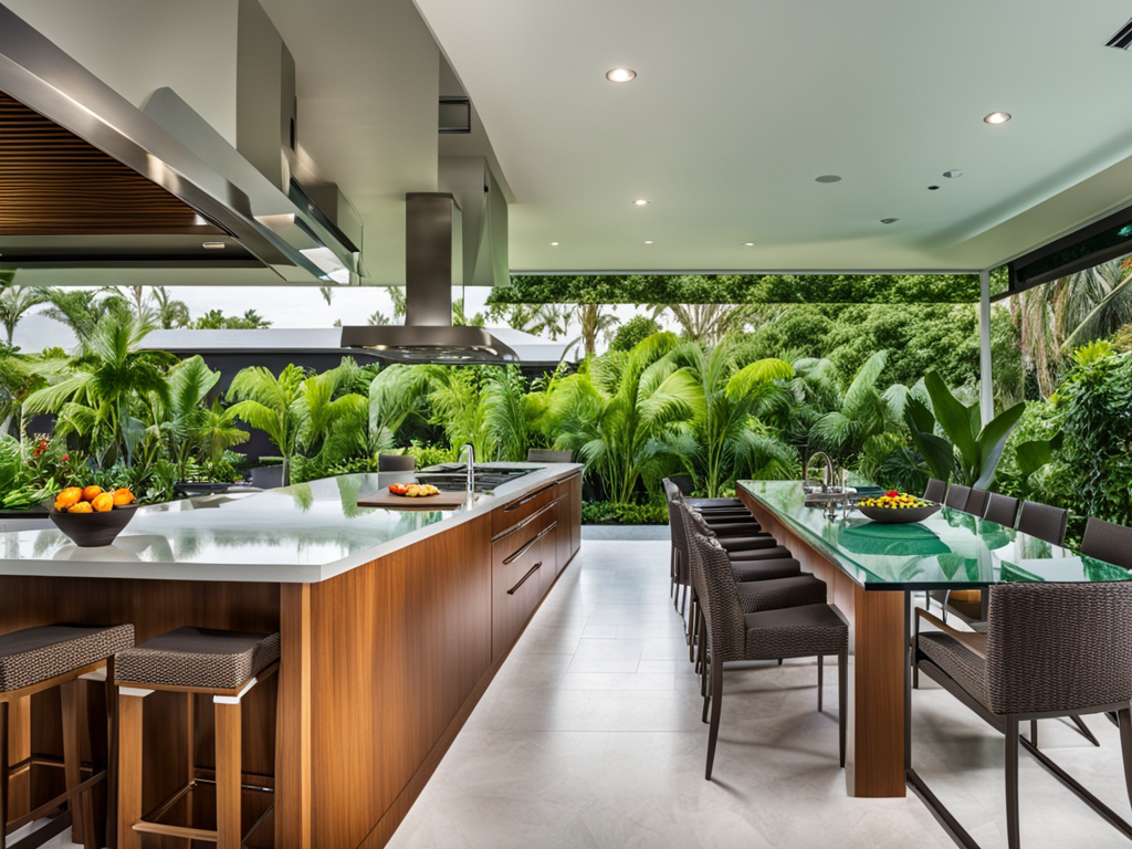 Outdoor Kitchen Countertop  Made of Glass