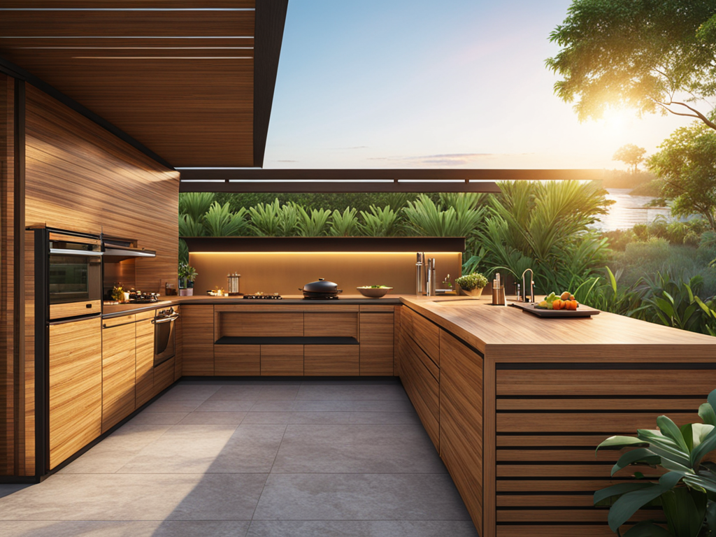 Outdoor Kitchen Countertop  Made of Ipe Wood